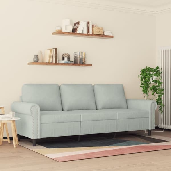 vidaXL 3-sitssoffa ljusgrå 180 cm sammet