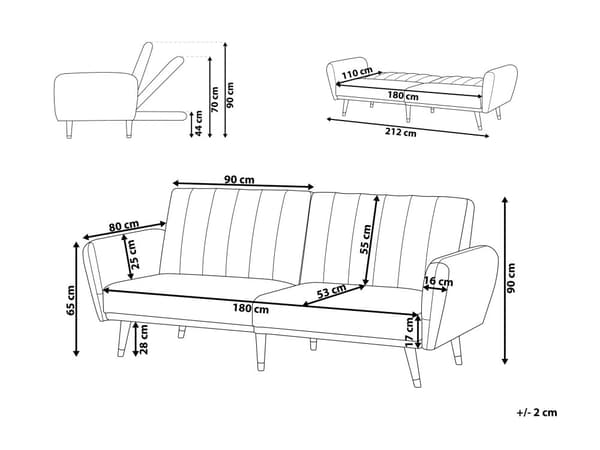 Sovesofa i lysebrunt stof med polstret sovesofa Elegant Glam Modern Living Room Bedroom