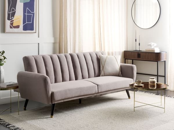 Sovesofa i lysebrunt stof med polstret sovesofa Elegant Glam Modern Living Room Bedroom