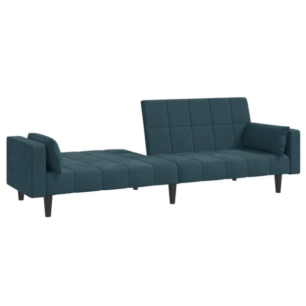 vidaXL Bäddsoffa 2-sits med två kuddar blå sammet