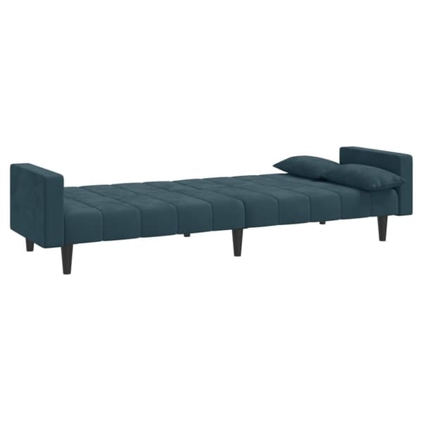 vidaXL Bäddsoffa 2-sits med två kuddar blå sammet