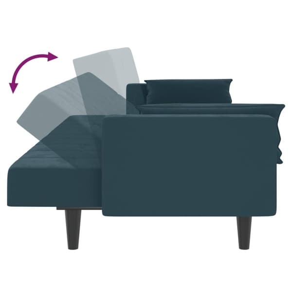 vidaXL Bäddsoffa 2-sits med två kuddar blå sammet