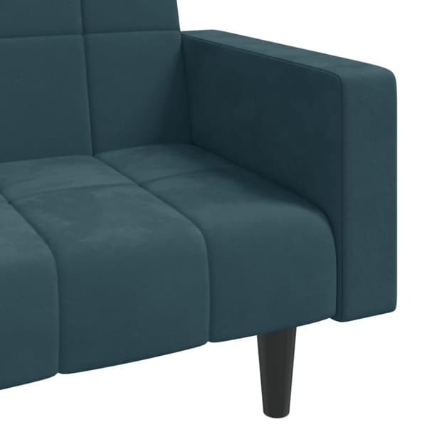 vidaXL Bäddsoffa 2-sits med två kuddar blå sammet