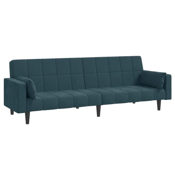 vidaXL Bäddsoffa 2-sits med två kuddar blå sammet