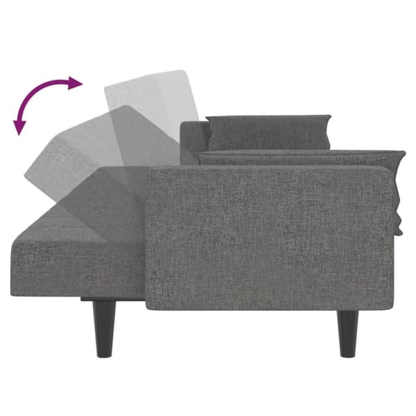 vidaXL Bäddsoffa 2-sits med två kuddar ljusgrå tyg