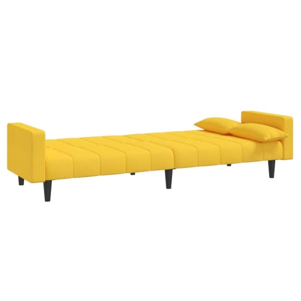 vidaXL Bäddsoffa 2-sits med två kuddar gul tyg