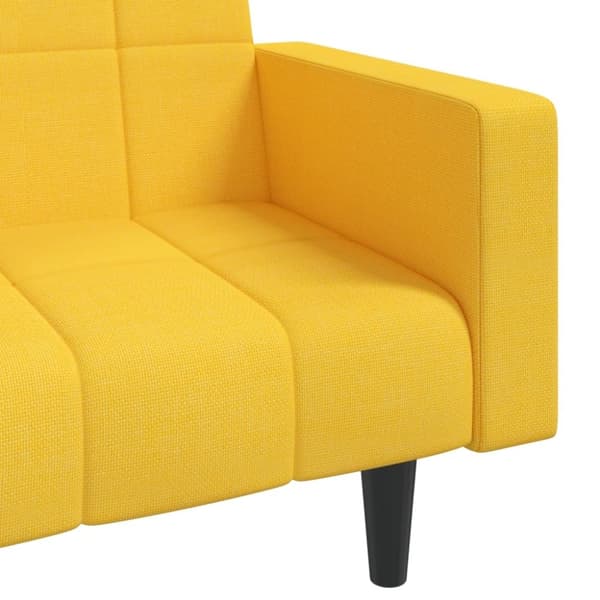 vidaXL Bäddsoffa 2-sits med två kuddar gul tyg