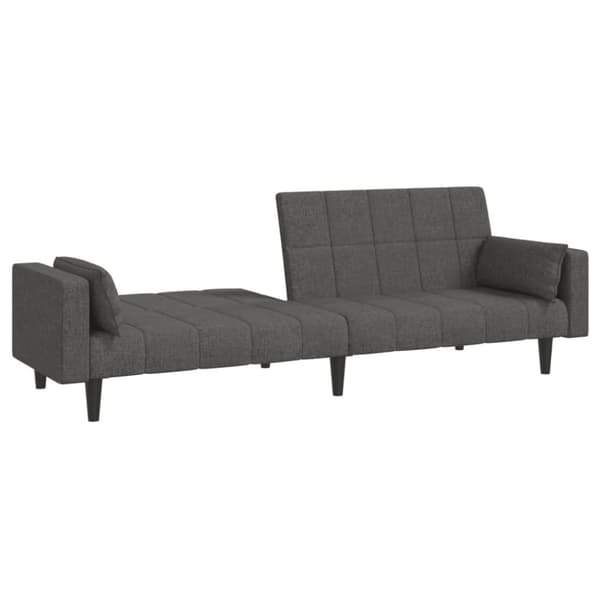 vidaXL Bäddsoffa 2-sits med två kuddar mörkgrå tyg