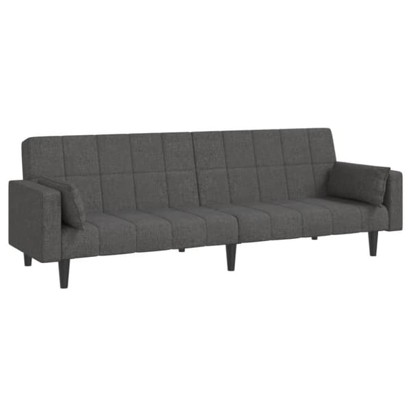 vidaXL Bäddsoffa 2-sits med två kuddar mörkgrå tyg