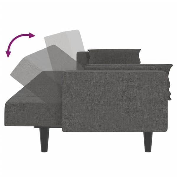 vidaXL Bäddsoffa 2-sits med två kuddar mörkgrå tyg