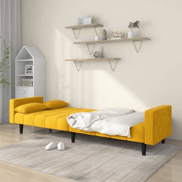 vidaXL 2-personers sovesofa med 2 puder fløjl gul