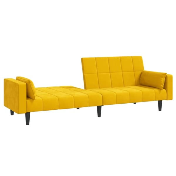 vidaXL Bäddsoffa 2-sits med två kuddar gul sammet