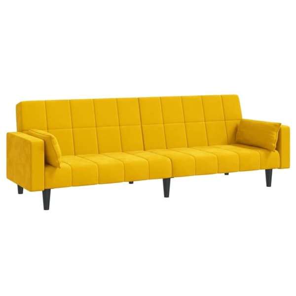vidaXL Bäddsoffa 2-sits med två kuddar gul sammet