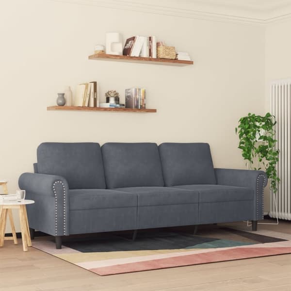 vidaXL 3-personers sofa 180 cm fløjl mørkegrå