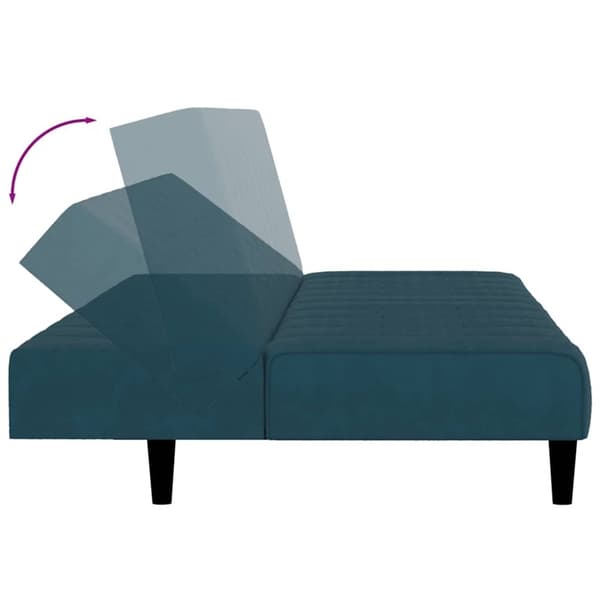 vidaXL Bäddsoffa 2-sits blå sammet