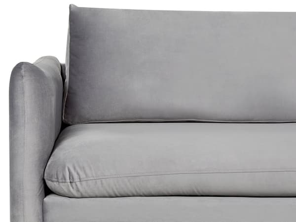 Sohva harmaa kolmelle samettiverhoilu alumiinijalat pehmusteet moderni retro