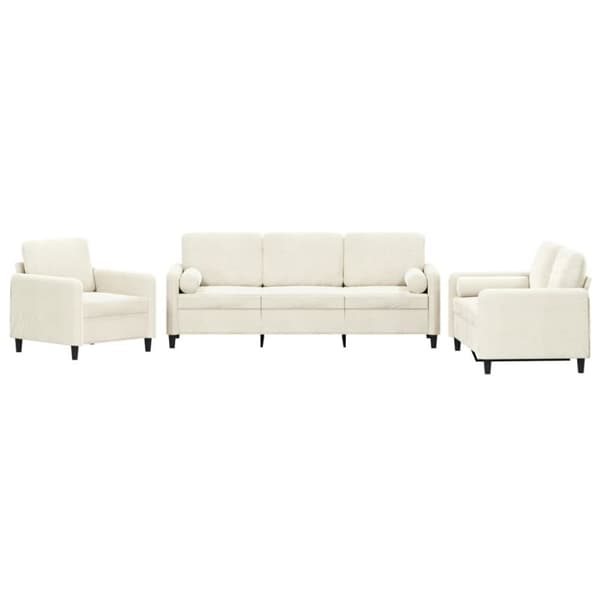 vidaXL sofasæt 3 dele med puder velour cremefarvet