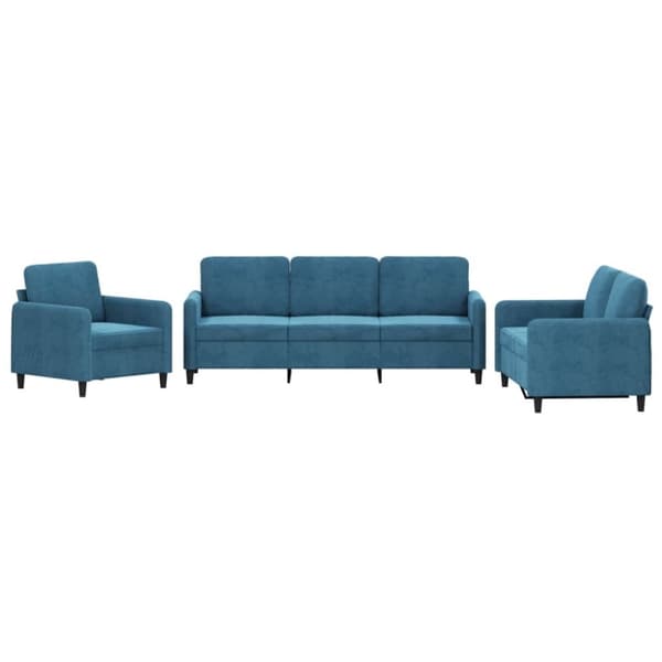 vidaXL sofasæt 3 dele velour blå