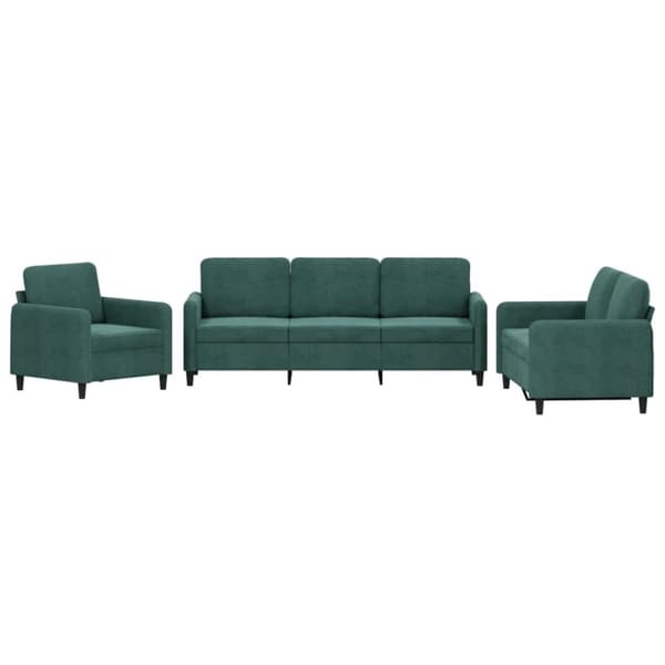 vidaXL sofasæt 3 dele velour mørkegrøn