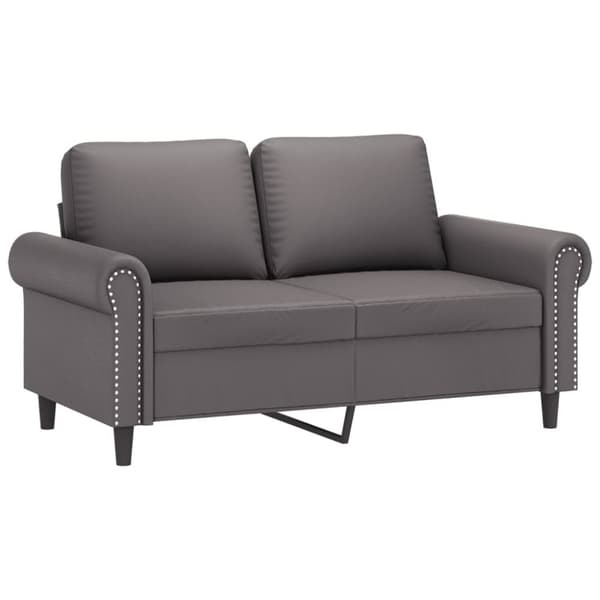 vidaXL 2-sits soffa med prydnadskuddar grå 120 cm konstläder