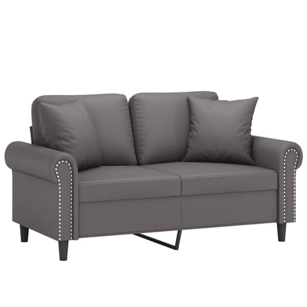 vidaXL 2-sits soffa med prydnadskuddar grå 120 cm konstläder