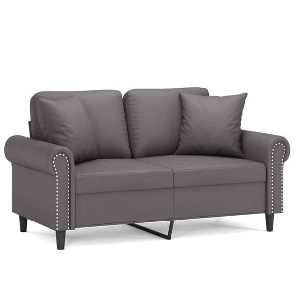 vidaXL 2-sits soffa med prydnadskuddar grå 120 cm konstläder