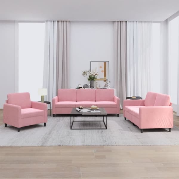 vidaXL sofasæt 3 dele velour lyserød