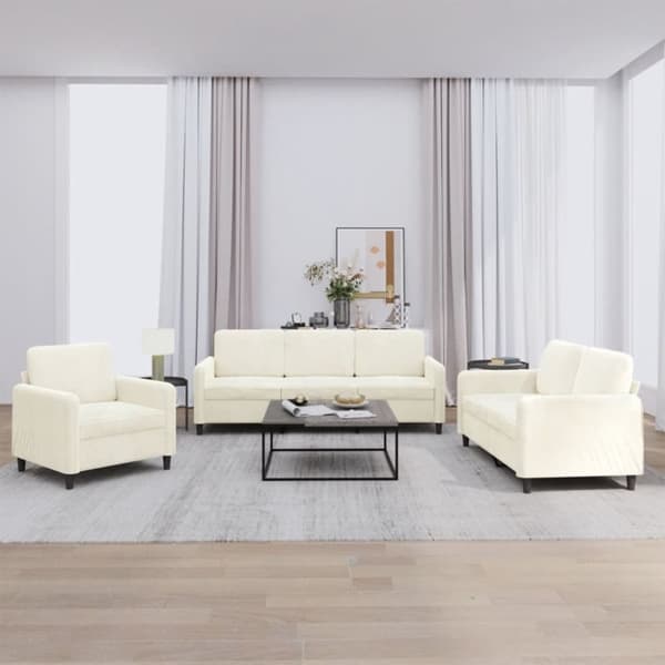 vidaXL sofasæt 3 dele velour cremefarvet