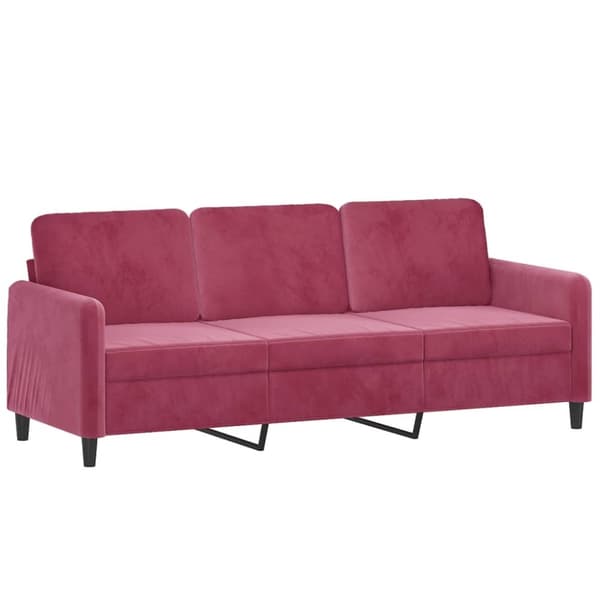 vidaXL sofasæt 3 dele velour vinrød