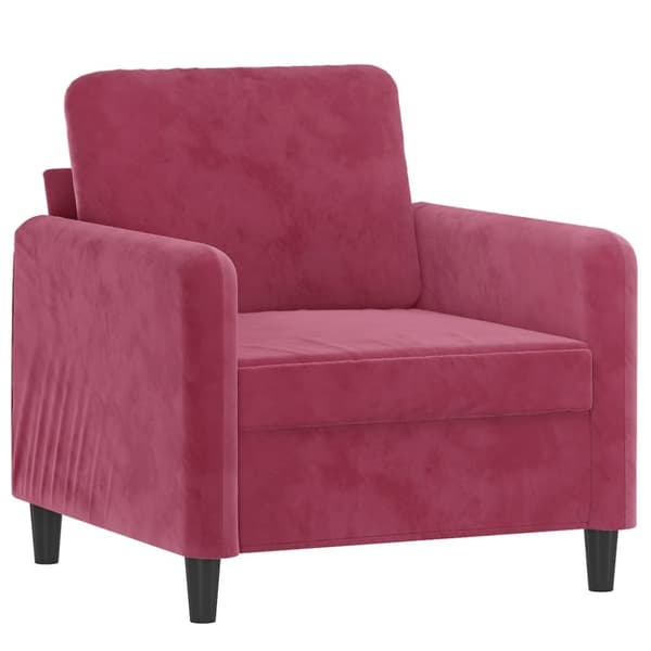 vidaXL sofasæt 3 dele velour vinrød