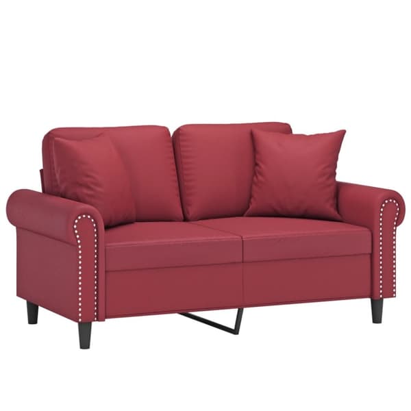 vidaXL 2-personers sofa med pyntepuder 120 cm kunstlæder vinrød