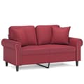 Miniatyrbillede 1 af 8: vidaXL 2-personers sofa med pyntepuder 120 cm kunstlæder vinrød