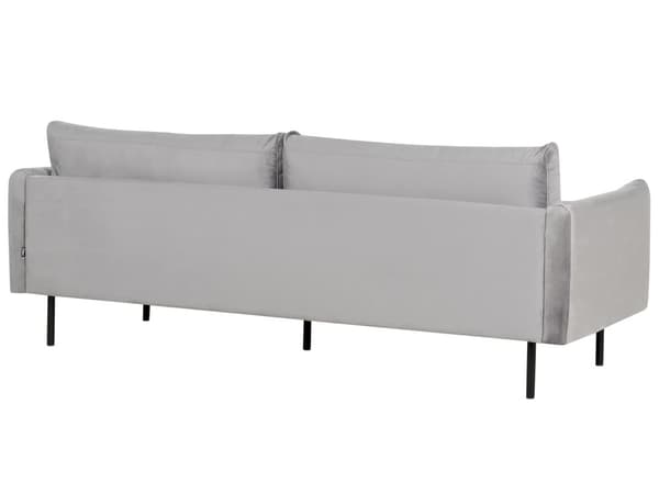 Sofa Grått fløyelsstoff Svarte ben 3-seters putesete Moderne retrostil