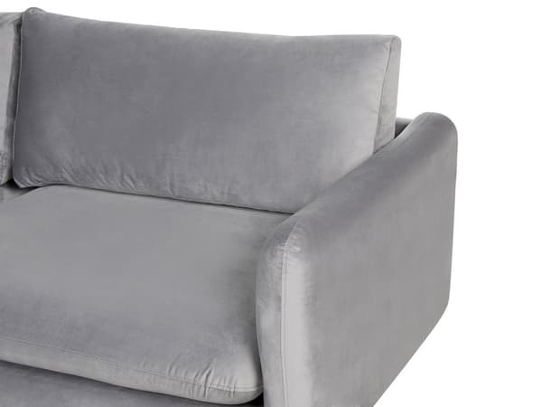 Sofa Grått fløyelsstoff Svarte ben 3-seters putesete Moderne retrostil