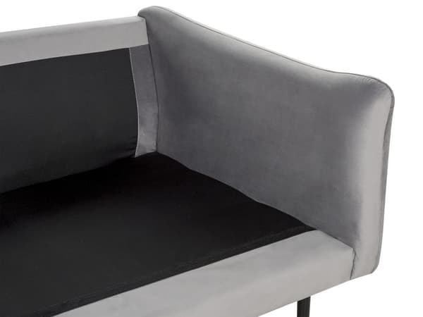 Sofa Grått fløyelsstoff Svarte ben 3-seters putesete Moderne retrostil