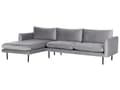 Miniatyrbilde 4 av 11: Hjørnesofa i grått fløyelsstoff og svarte ben Moderne retrostil