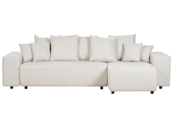 Venstrevendt sofa Lys beige Stoff 3-seter Ekstra pynteputer Oppbevaring Sovefunksjon Moderne design Stue
