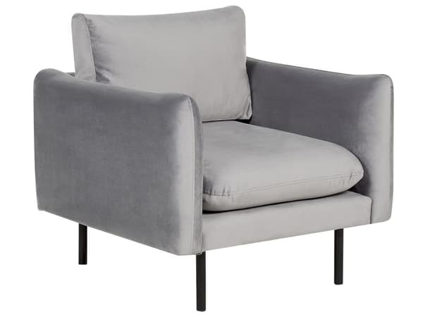 Stuesett Grått fløyelsstoff med svarte ben Hjørnesofa 3-seters lenestol Moderne retrostil