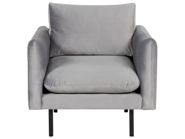 Stuesett Grått fløyelsstoff med svarte ben Hjørnesofa 3-seters lenestol Moderne retrostil