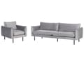 Miniatyrbilde 1 av 11: Stuesett Grått fløyelsstoff med svarte ben Hjørnesofa 3-seters lenestol Moderne retrostil