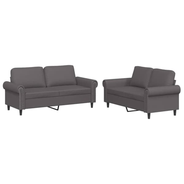 vidaXL sofasæt 2 dele med hynder kunstlæder grå