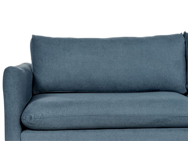 Sohva sininen chenille kangas verhoilu alumiinijalat kolmelle pehmusteet moderni retro tyyli