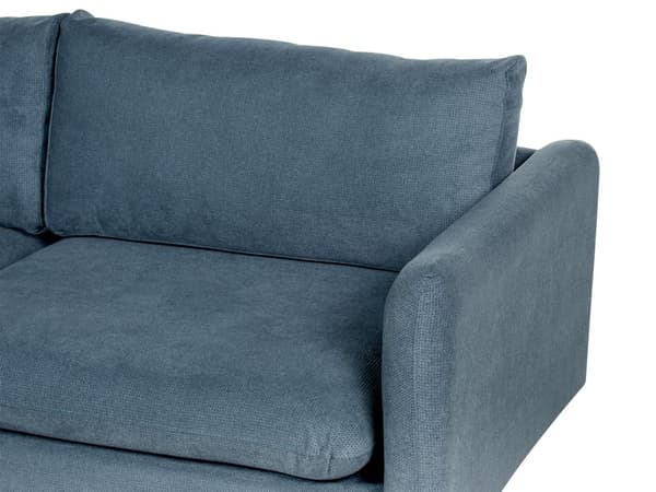 Sohva sininen chenille kangas verhoilu alumiinijalat kolmelle pehmusteet moderni retro tyyli
