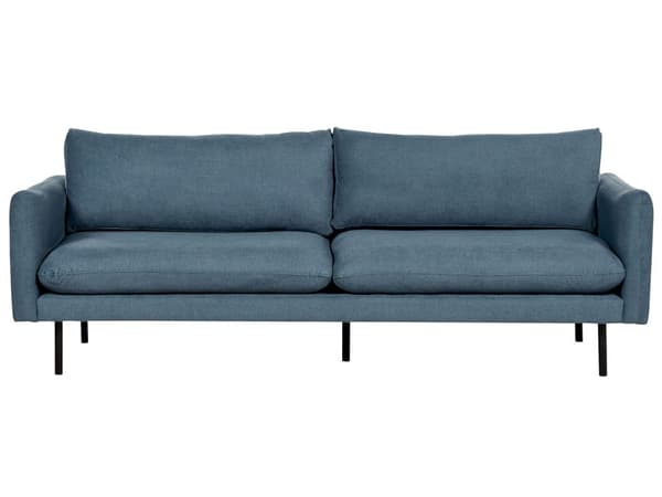 Sohva sininen chenille kangas verhoilu alumiinijalat kolmelle pehmusteet moderni retro tyyli