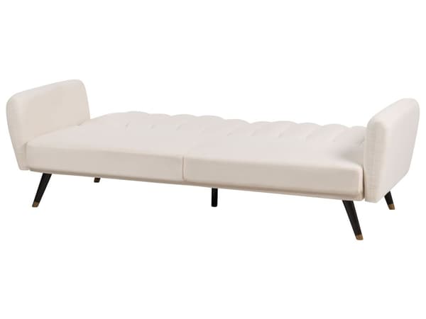 Bäddsoffa Ljusbeige Tyg Klädd Sovsoffa Konvertibel Elegant Glam Modern Vardagsrum Sovrum