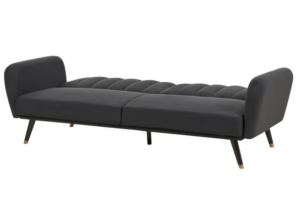 Bäddsoffa Svart Tyg Klädd Sovsoffa Konvertibel Elegant Glam Modern Vardagsrum Sovrum