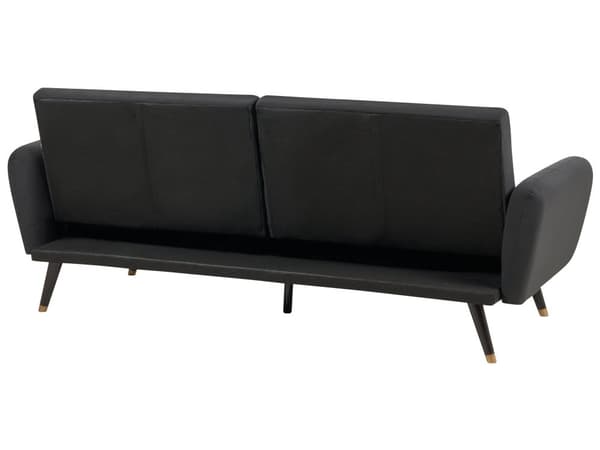 Bäddsoffa Svart Tyg Klädd Sovsoffa Konvertibel Elegant Glam Modern Vardagsrum Sovrum