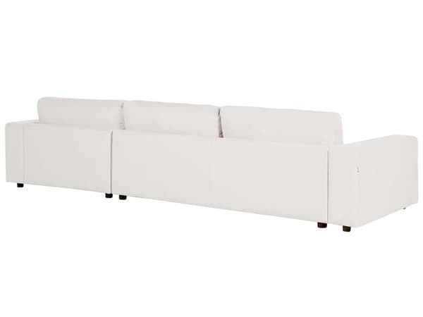 Vänster 4-sits hörnsoffa Vit tygklädd Track Armstöd Extra kuddar Minimalistisk modern stil