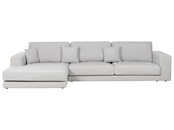 Höger 4-sits hörnsoffa Ljusgrå tygklädd Track Armstöd Extra kuddar Minimalistisk modern stil