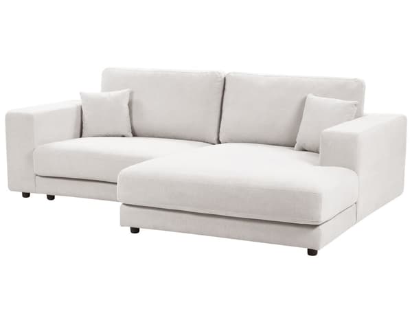 Vänster 3-sits hörnsoffa Vit tygklädd Track Armstöd Extra kuddar Minimalistisk modern stil